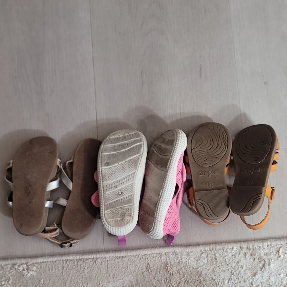 Bundle Toddler Girl Shoes Sandals Size 8 Water Shoes Blowfish Leather Brown Tan - Picture 5 of 9